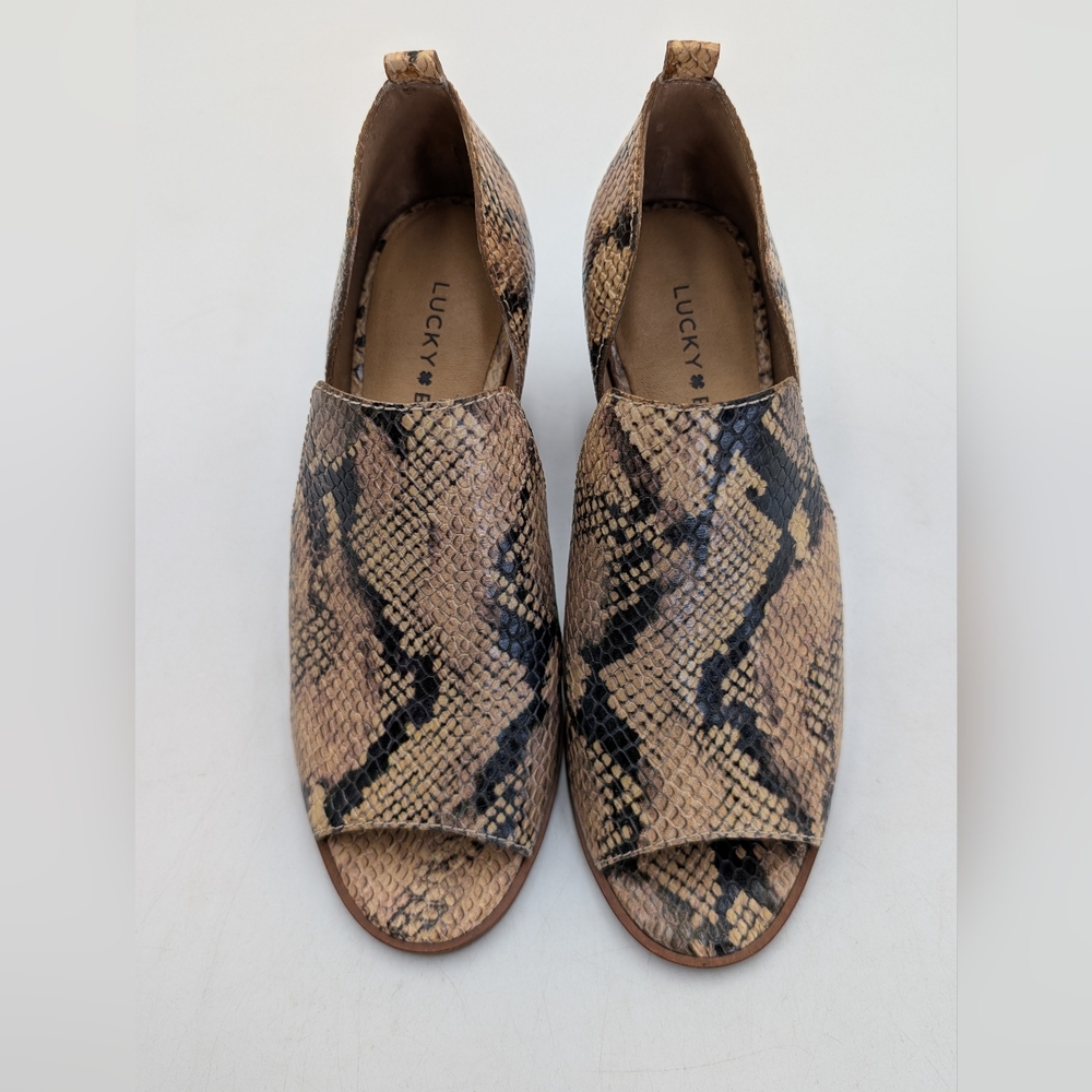 Lucky Brand LK-Junai Women's Size 7M Genuine Leather Snakeskin Peep Toe Heels - Picture 13 of 17